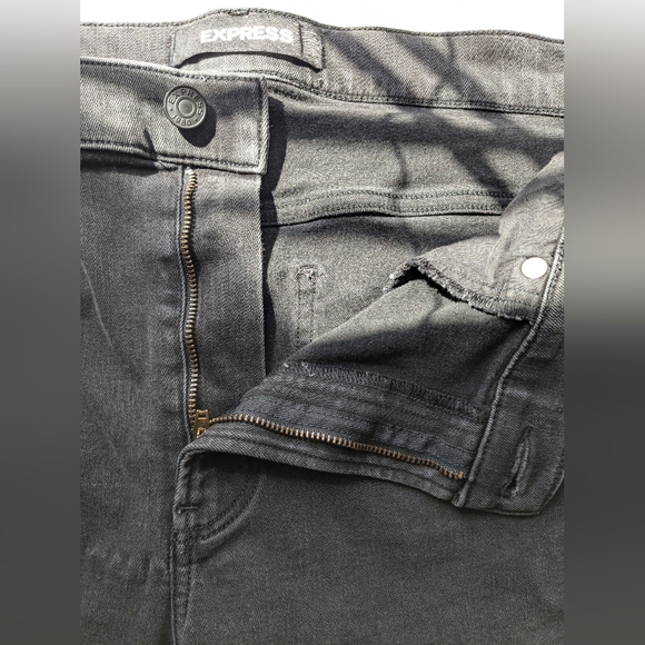 Express Women's Black Denim Jeans Sz 16L Stretch High Rise Leggings Embellished - Picture 4 of 10